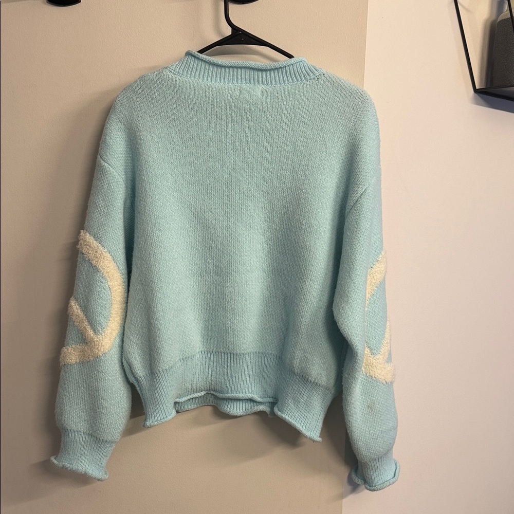 POL Light Blue Peace Sign Sweater - Picture 6 of 6